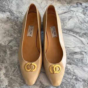 Vintage Celine Paris pumps cream with gold accent 38.5